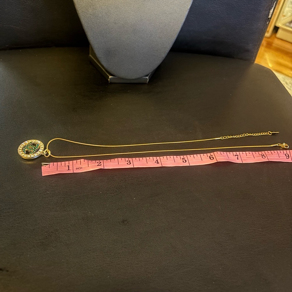 Chanel Zipper Pull Gold and Green Pendant Necklace - Picture 4 of 5
